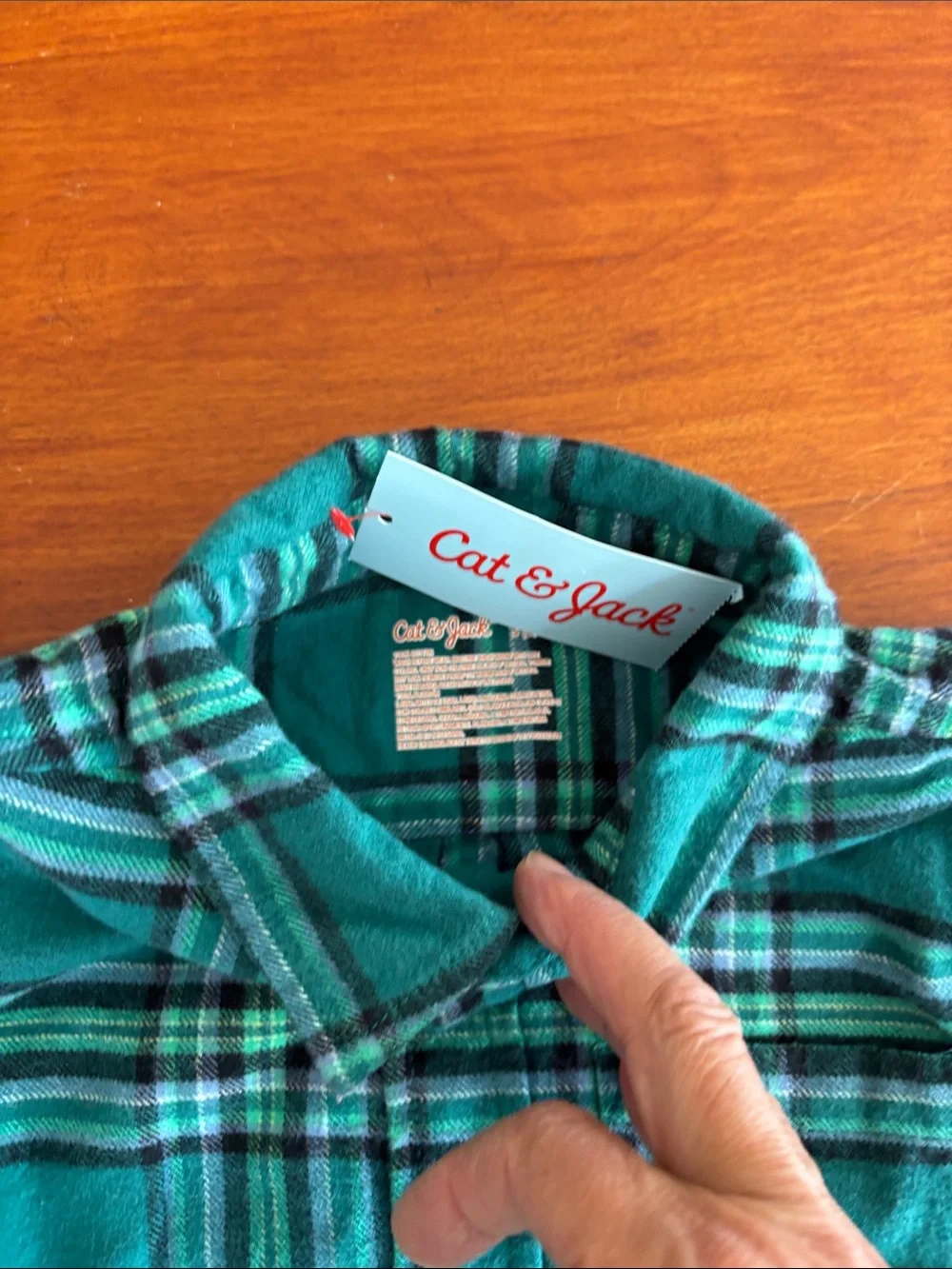 Cat & Jack Teal and Black Plaid Button-Down Shirt for Kids. Flannel